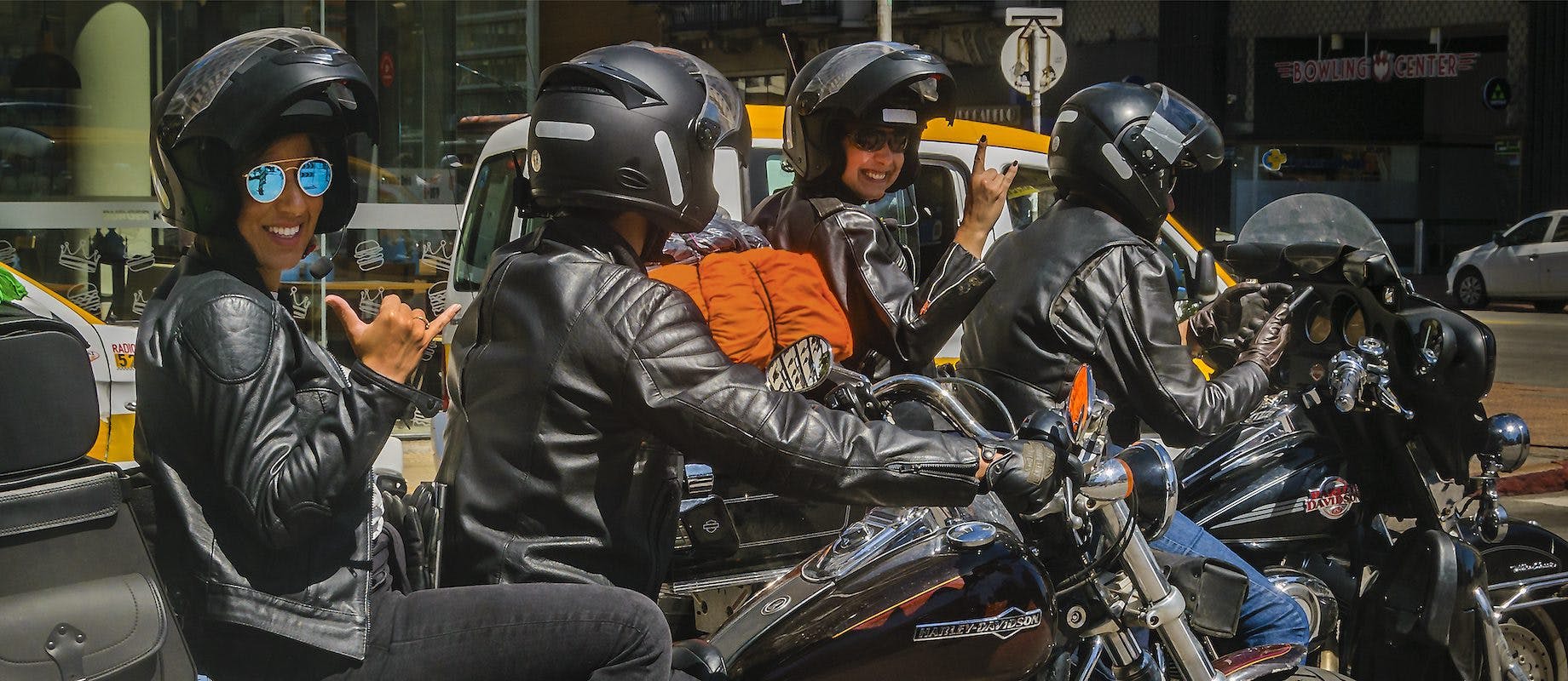 Bikers couples at montevideo street